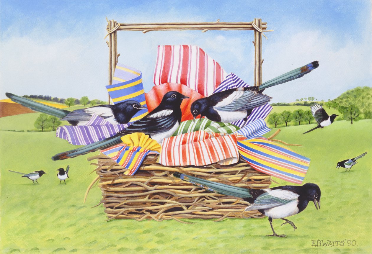 Magpies ، 1990 (أكريليك) بواسطة واتس