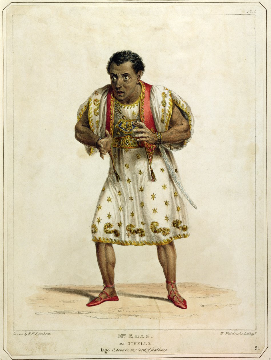 صورة للسيد إدموند كين (1787-1833) مثل عطيل ، نقشها دبليو شيلدريكس (ليثو ملون) بواسطة إي إف لامبرت
