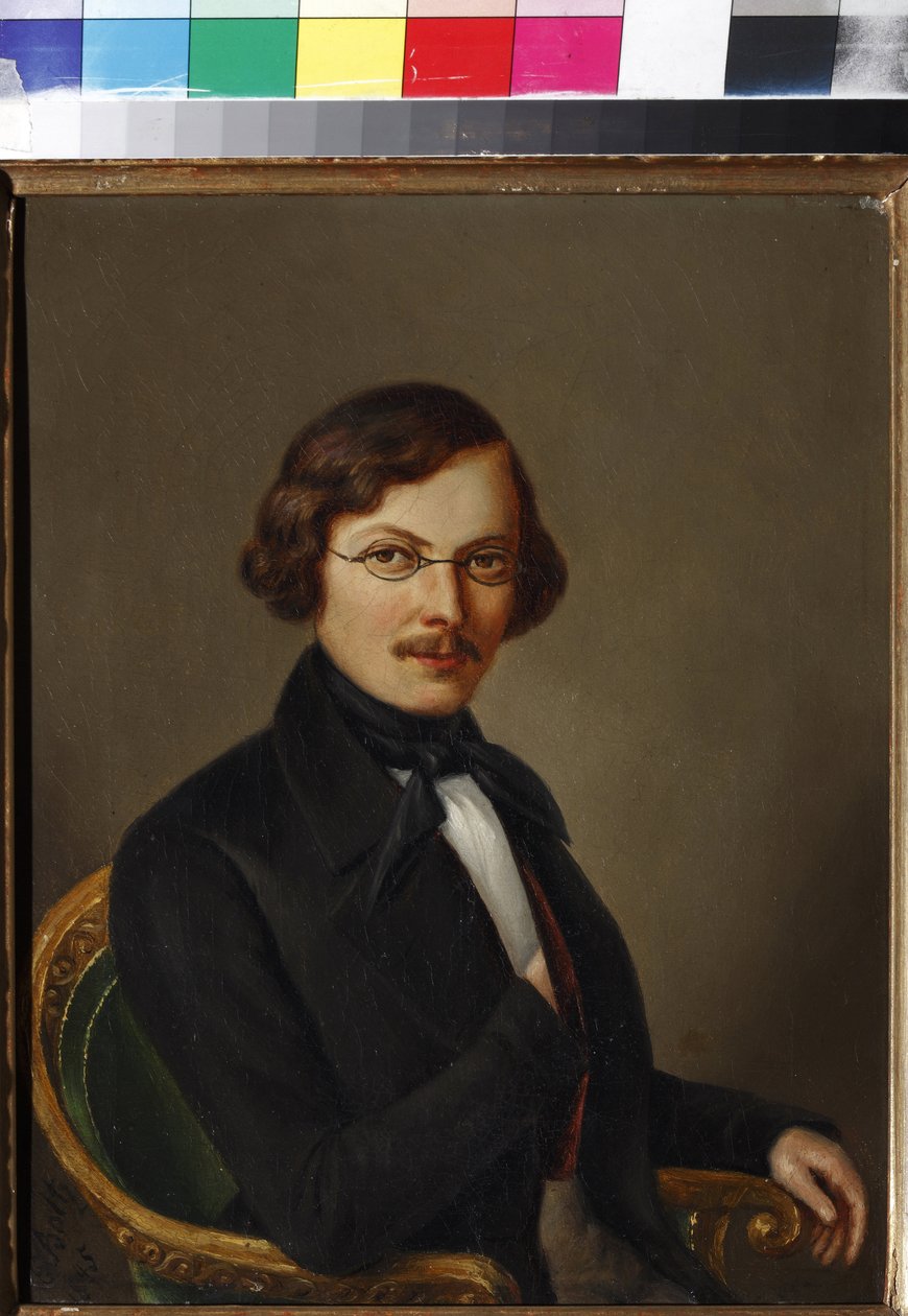 صورة للمؤلف نيكولاي غوغول (1809-1852) par Boltz ، E. (نشط في منتصف القرن التاسع عشر). زيت على قماش بواسطة E. Boltz