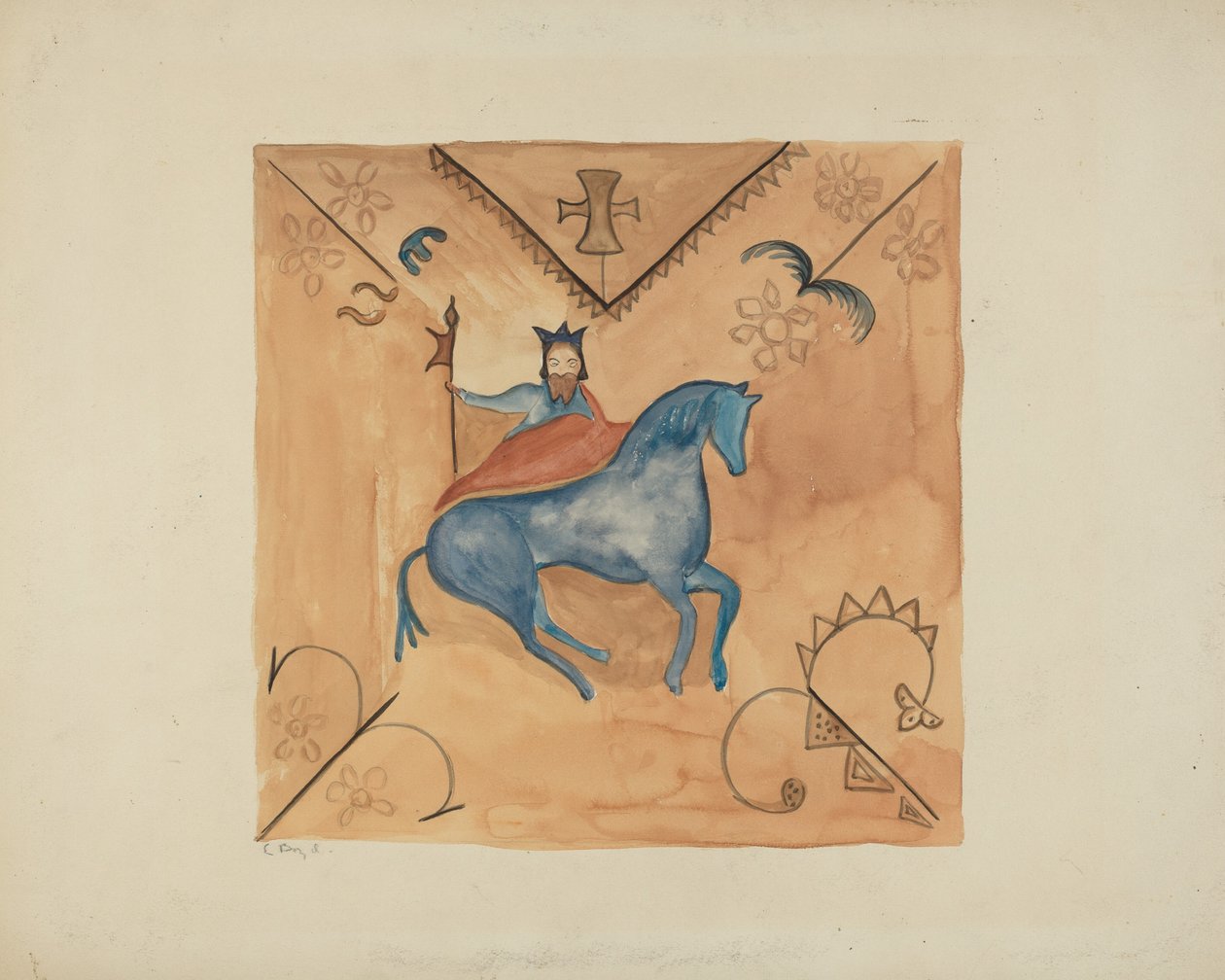 رسم القديس جورج على جلد الأيل ، 19351942. بواسطة إي بويد