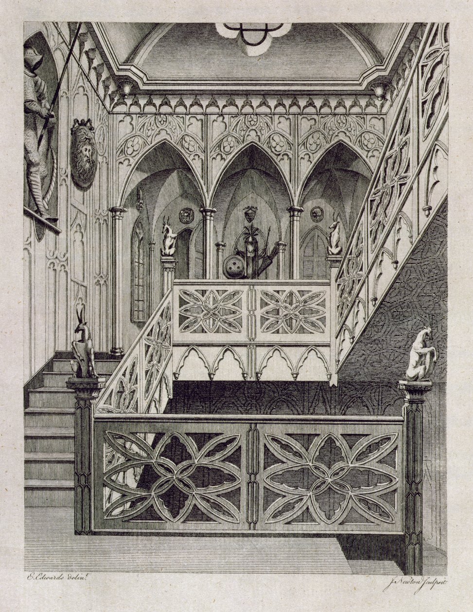 درج في Strawberry Hill ، نقش بواسطة J.Newton ، من "وصف Strawberry Hill" بواسطة Horace Walpole ، 1784 بواسطة إدواردز
