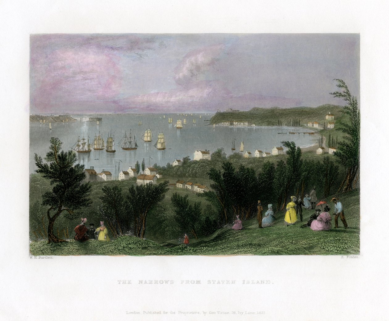 الضيق كما رأينا من جزيرة ستاتن ، نيويورك ، الولايات المتحدة الأمريكية ، 1837. بواسطة E. البحث