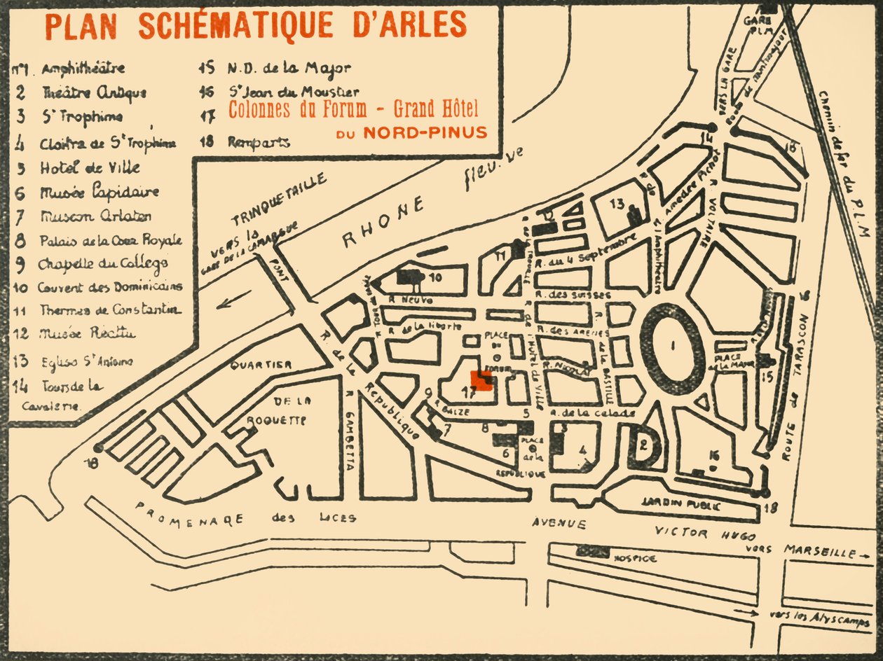 "خطة Schematique D'Arles" ، عام 1920. بواسطة إي لاجيت