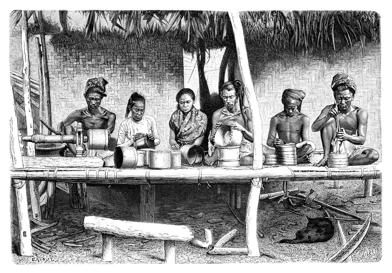 حرفيون من بورما ميانمار ، 1895. بواسطة إتيان أنطوان يوجين رونات