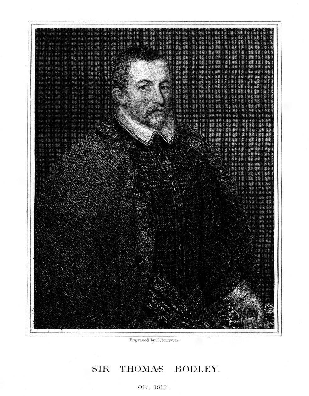 السير توماس بودلي ، مؤسس مكتبة بودليان الإنجليزية ، 1823 بواسطة E. سكران