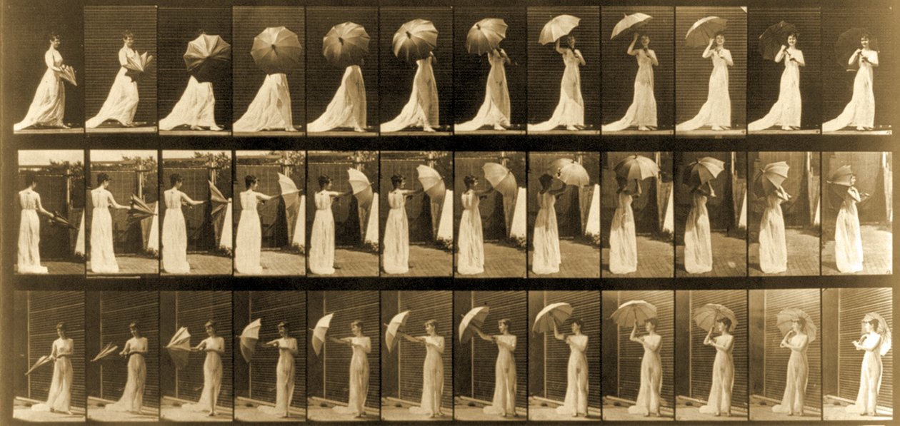 المظلة الافتتاحية للمرأة من سلسلة "تحرك الحيوانات" ، عام 1887 بواسطة ايدويرد مويبريدج