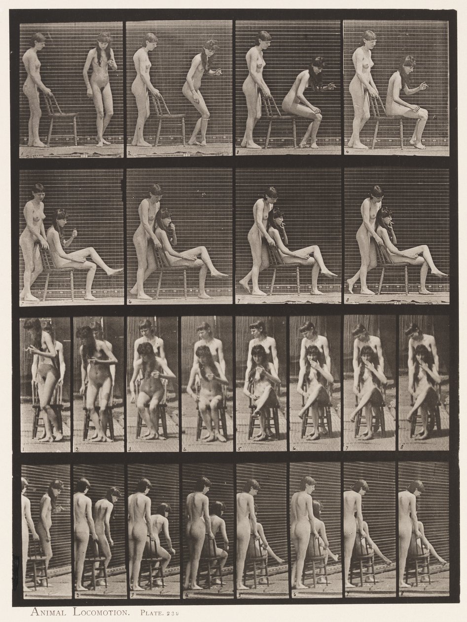 Plate 239. Two Models;One Standing,the Other Sitting,Crossing Legs بواسطة ايدويرد مويبريدج