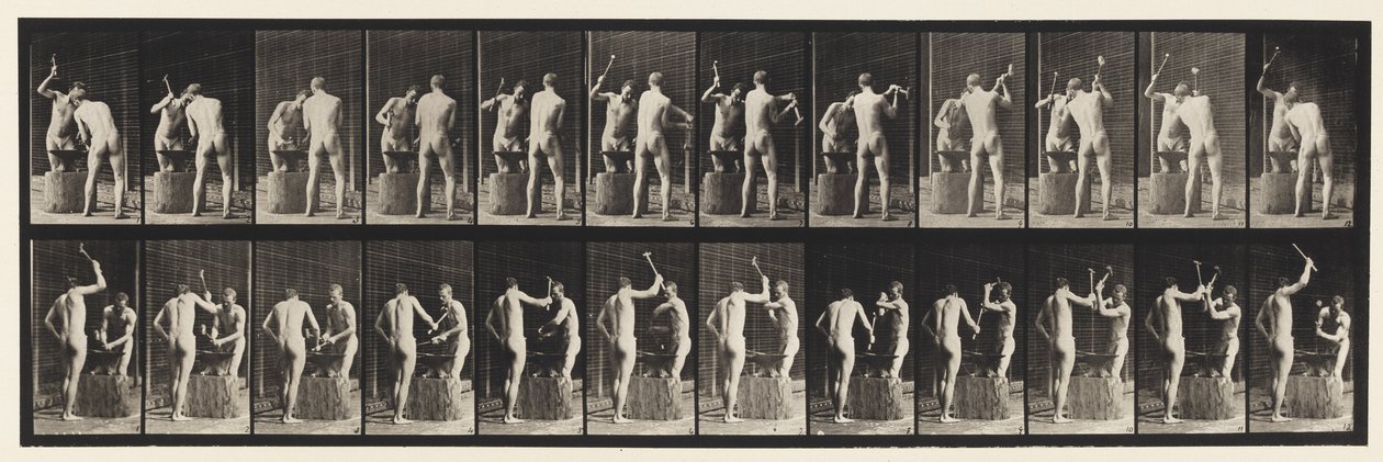 Plate 375. Blacksmiths, Two Models, Hammering on Anvil بواسطة ايدويرد مويبريدج