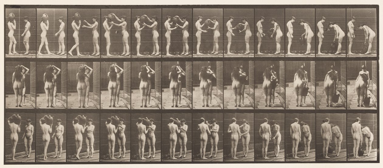 Plate 447. Two models, 9 Taking Water-Jar from Shoulder of 10 بواسطة ايدويرد مويبريدج