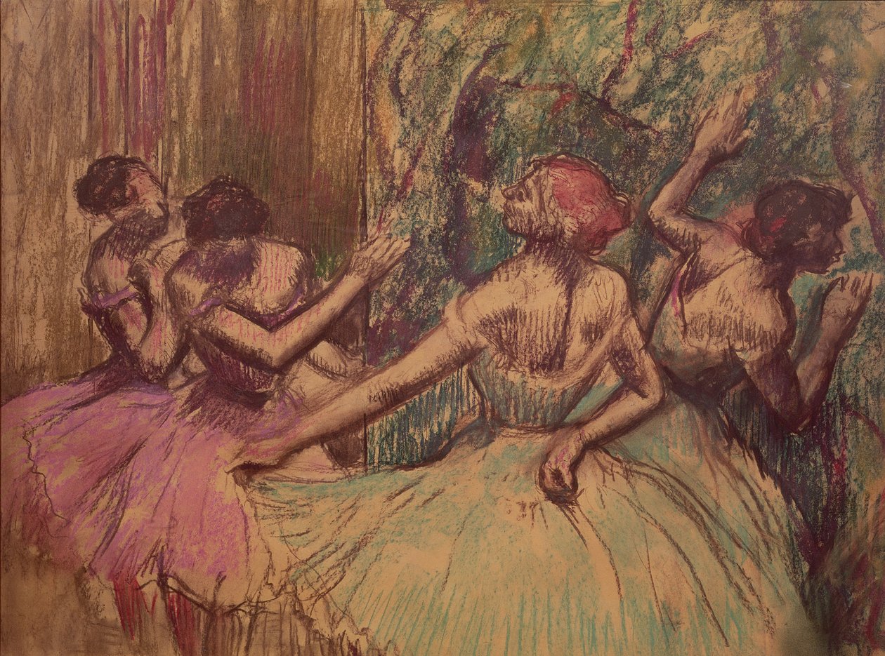 الراقصون في الأجنحة ، c.1897-1901 (فحم الباستيل على الورق) بواسطة إدغار ديغا