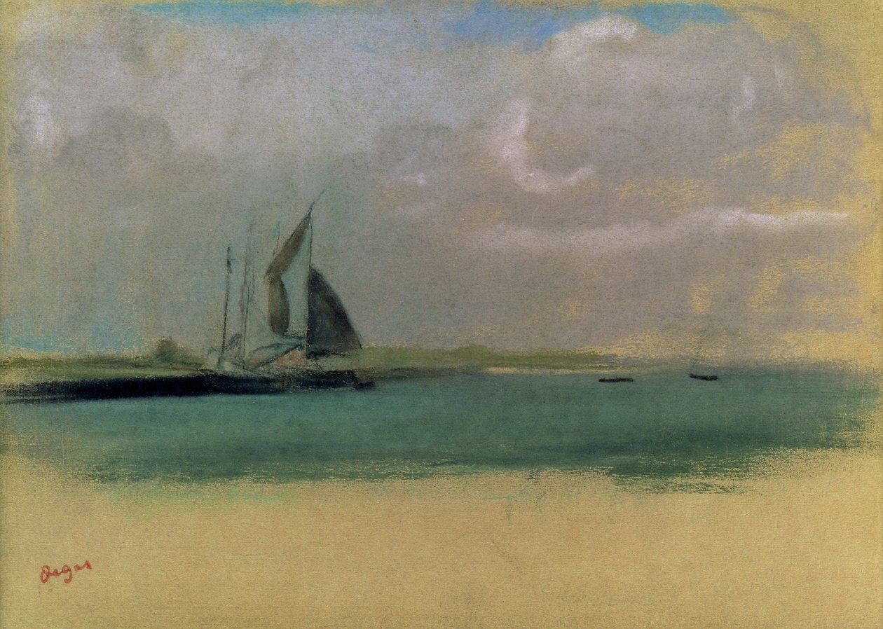 قوارب الصيد الراسية في الميناء ، c.1869 (الباستيل على الورق) بواسطة إدغار ديغا