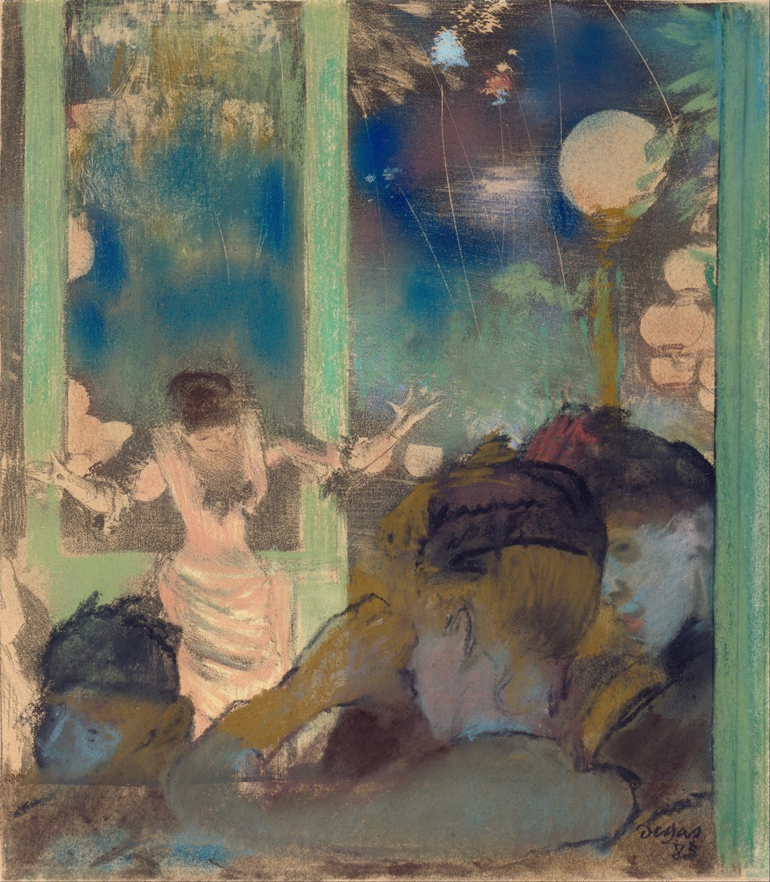 Mademoiselle Bécat في Café des Ambassadeurs بواسطة إدغار ديغا
