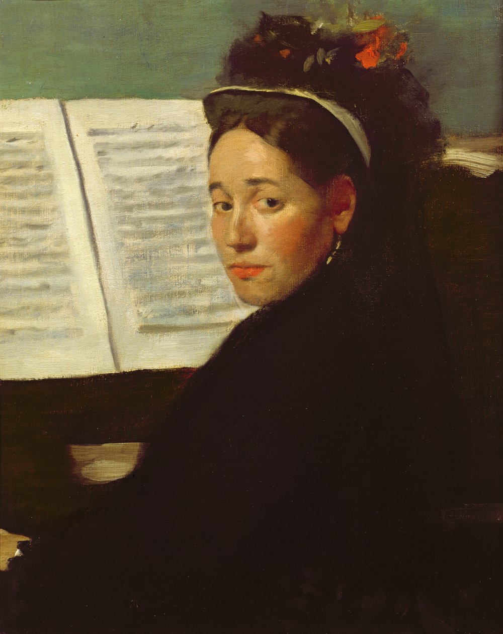 Mademoiselle Marie Dihau (1843-1935) في البيانو ، c.1869-72 بواسطة إدغار ديغا