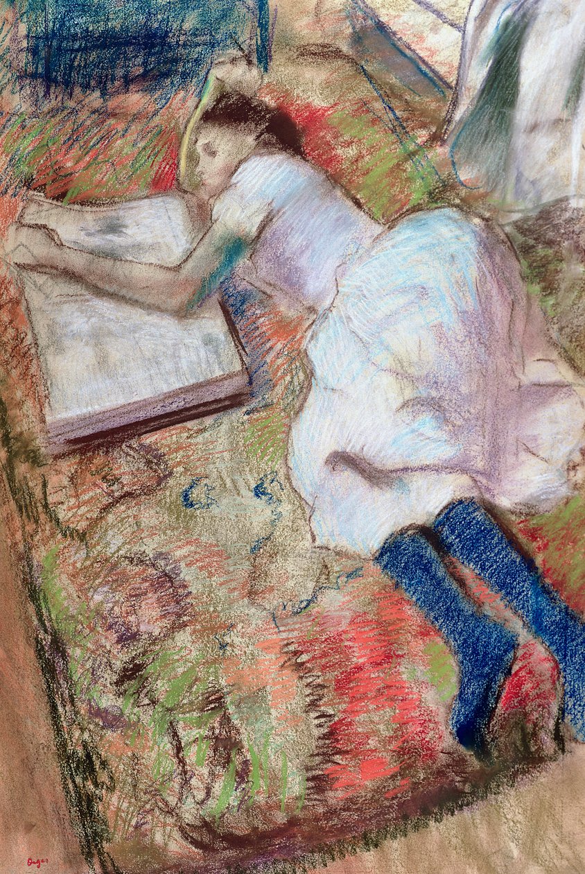 Reader Lying Down، c.1889 (باستيل على ورق) بواسطة إدغار ديغا
