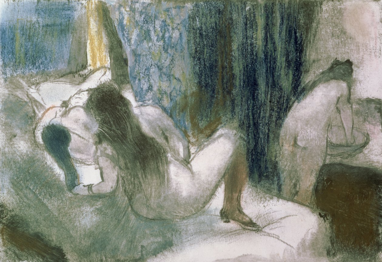 بيت الدعارة ، c.1879 (الباستيل و monotype على الورق) بواسطة إدغار ديغا