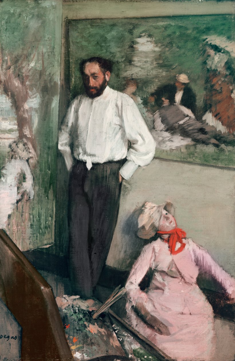الرجل والدمى (يُعتقد أن أداء بول سيزان وإصدار من Déjeuner sur l&39;herbe &39;) ، عام 1880 بواسطة إدغار ديغا