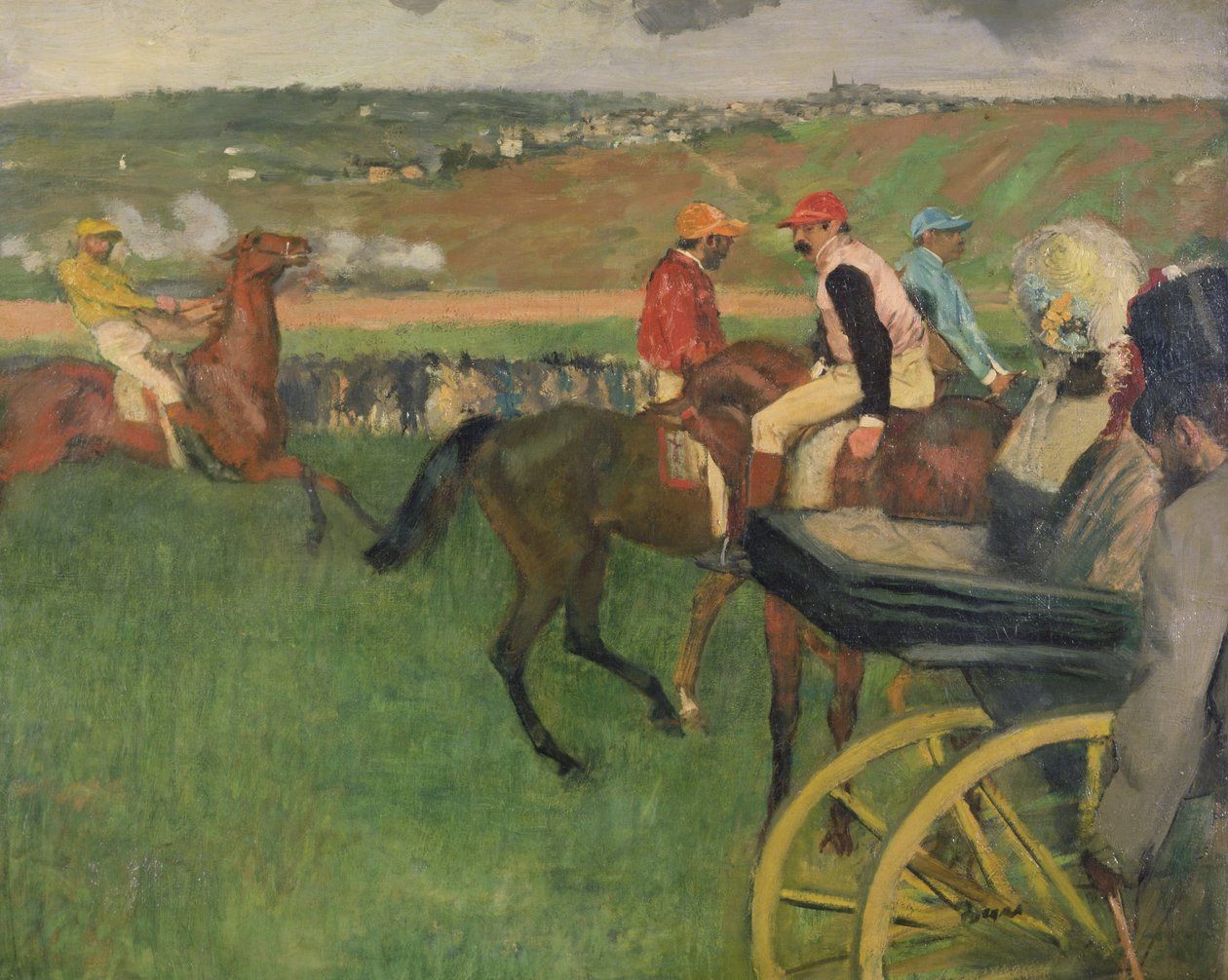 دورة السباق - فرسان الهواة بالقرب من عربة ، c.1876-87 بواسطة إدغار ديغا