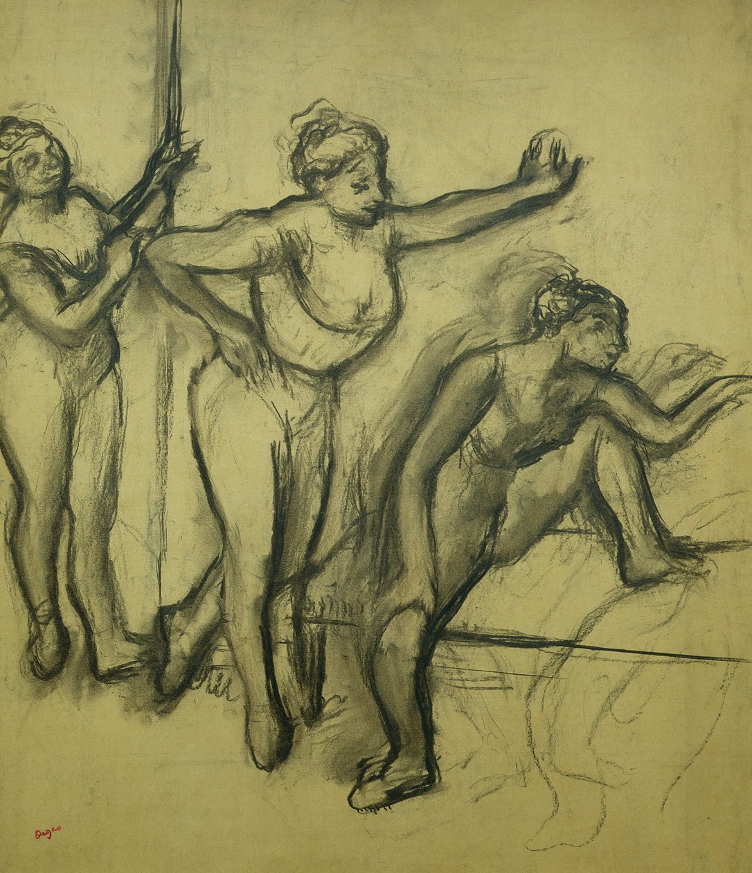 ثلاثة راقصات ، c.1900 (فحم على ورق) بواسطة إدغار ديغا