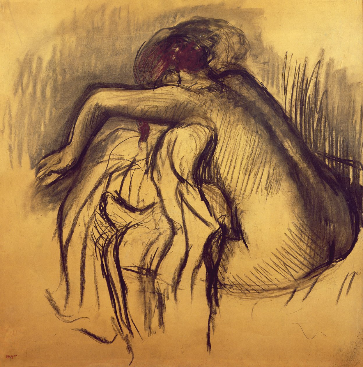 تجفيف المرأة ، c.1893-98 (فحم على ورق) بواسطة إدغار ديغا