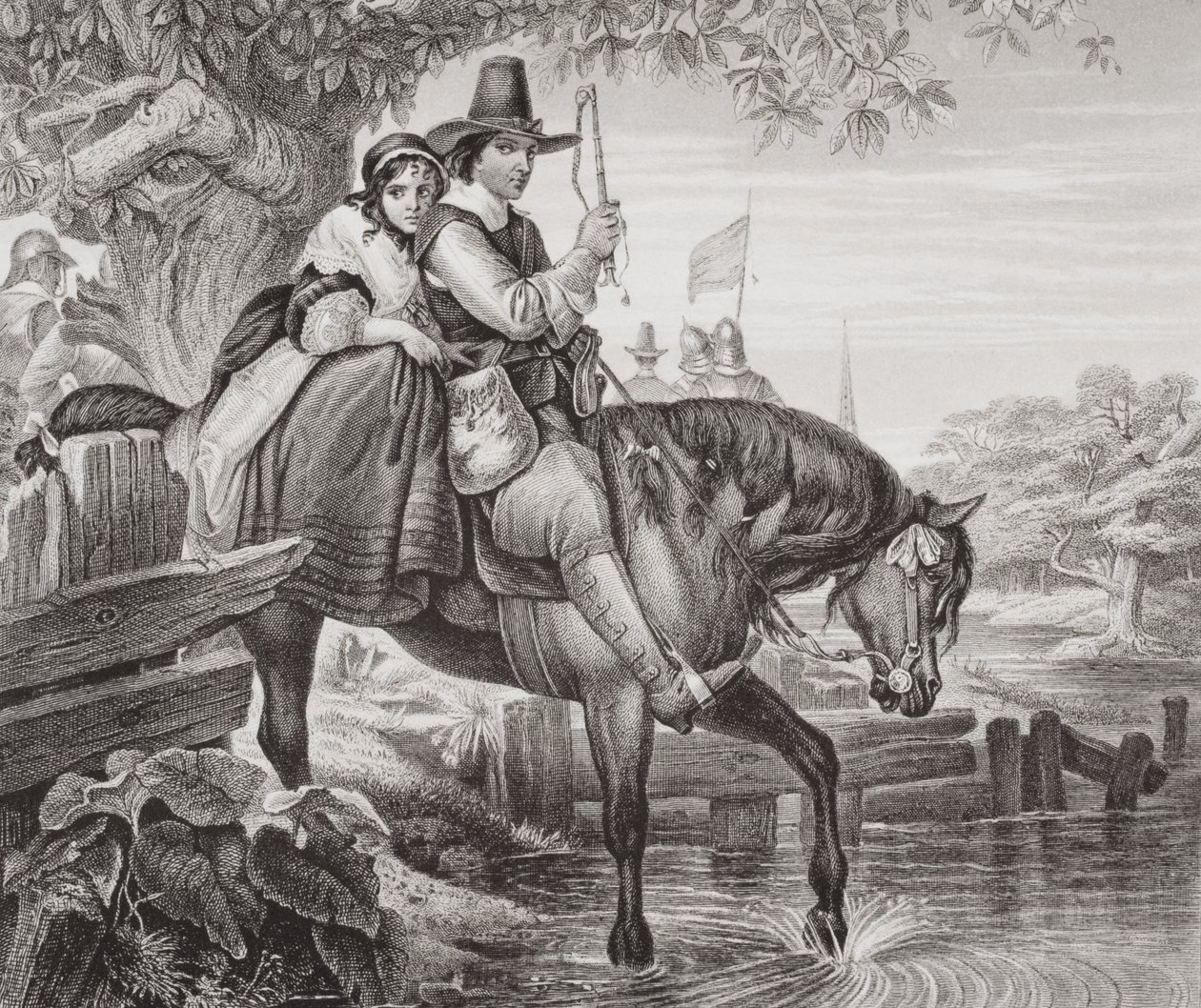 تشارلز الثاني (1630-1685) متخفياً ، ساعد في هروبه من قبل جين لين بعد هزيمته في معركة ووستر في عام 1651 ، من المجلد `` الرسوم التوضيحية الإنجليزية والتاريخ الاسكتلندي &39;&39; المجلد الأول بواسطة إدغار ملفيل وارد