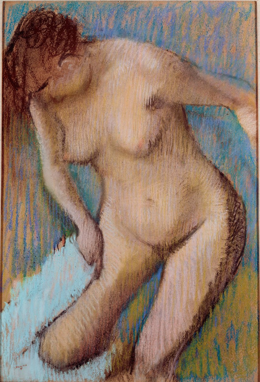 After bathing Naked woman wiping her right thigh. Pastel painting by Edgar Degas (1834-1917) 1866 Sun. 72x49 cm Rome, Galleria d
