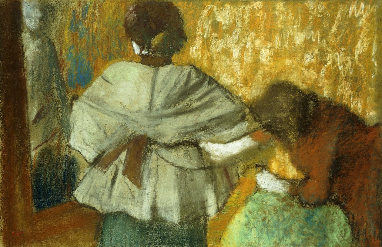 في Couturiere ، المناسب ؛ شي لا كوتوريير ، مقال ، 1882 بواسطة إدغار ديغا