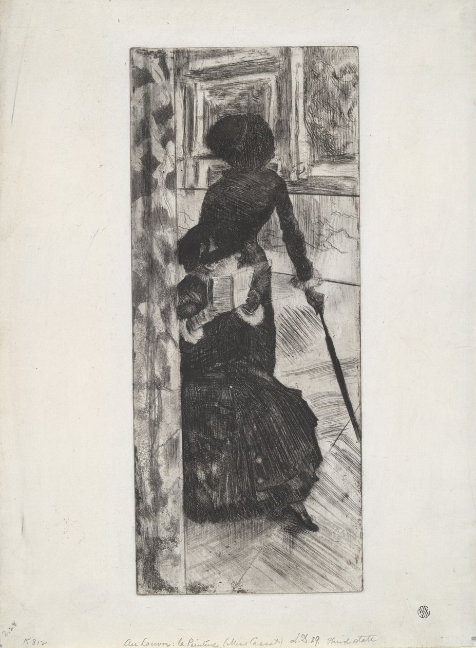 في متحف اللوفر: La Peinture (Mary Cassatt) ، c.1879-80 (النقش و aquatint) بواسطة إدغار ديغا