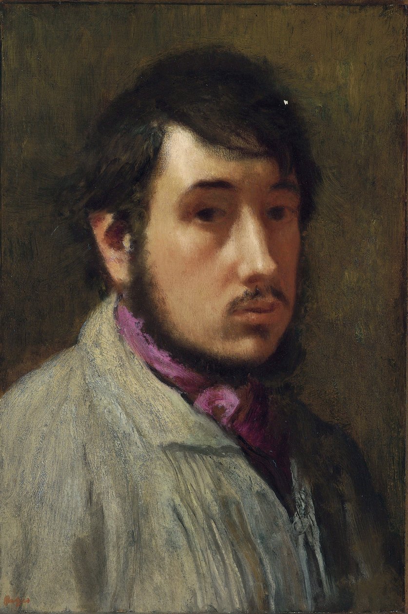 بورتريه ذاتي - رسم إدغار ديغا (1834-1917) ، زيت على ورق ، حوالي 1858 ، 47 × 32 سم - (بورتريه ذاتي ، زيت على ورق بواسطة إدغار ديغا) - مجموعة خاصة بواسطة إدغار ديغا