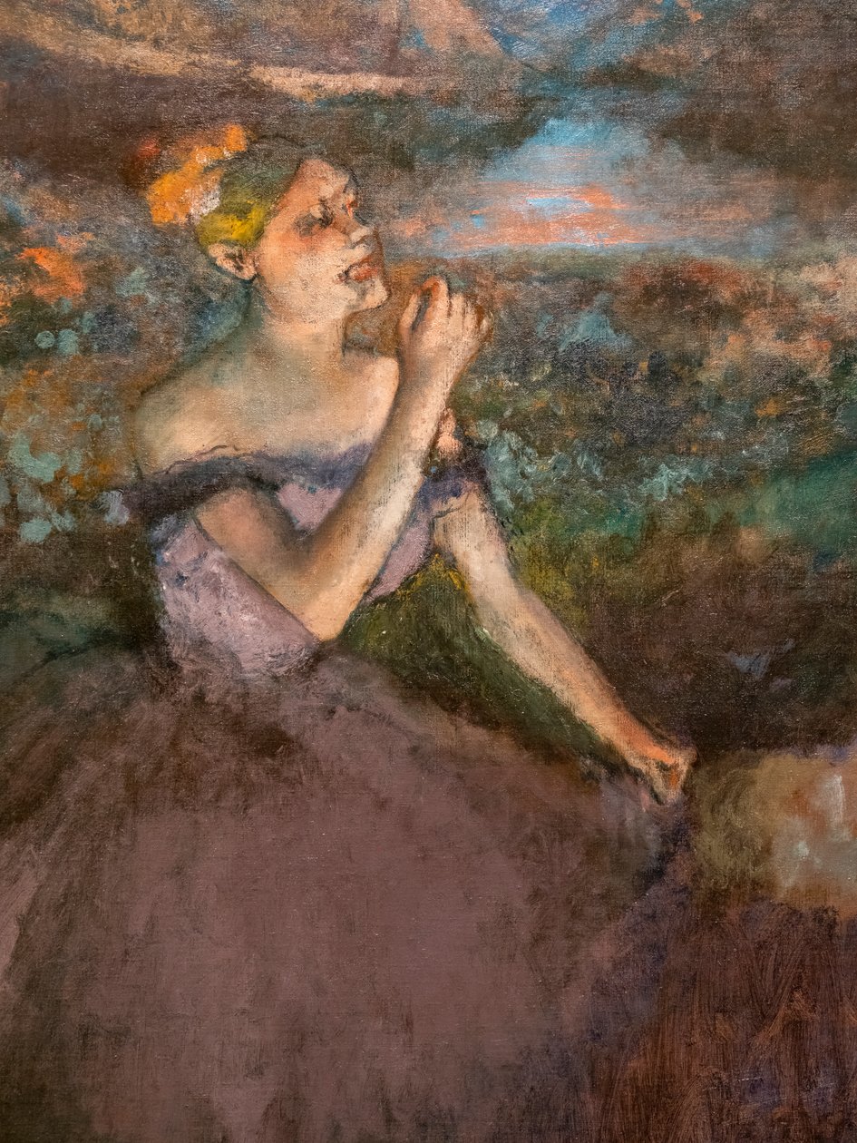 راقصة مع باقات (تفصيل). حوالي 1895-1900. زيت على قماش. بواسطة إدغار ديغا