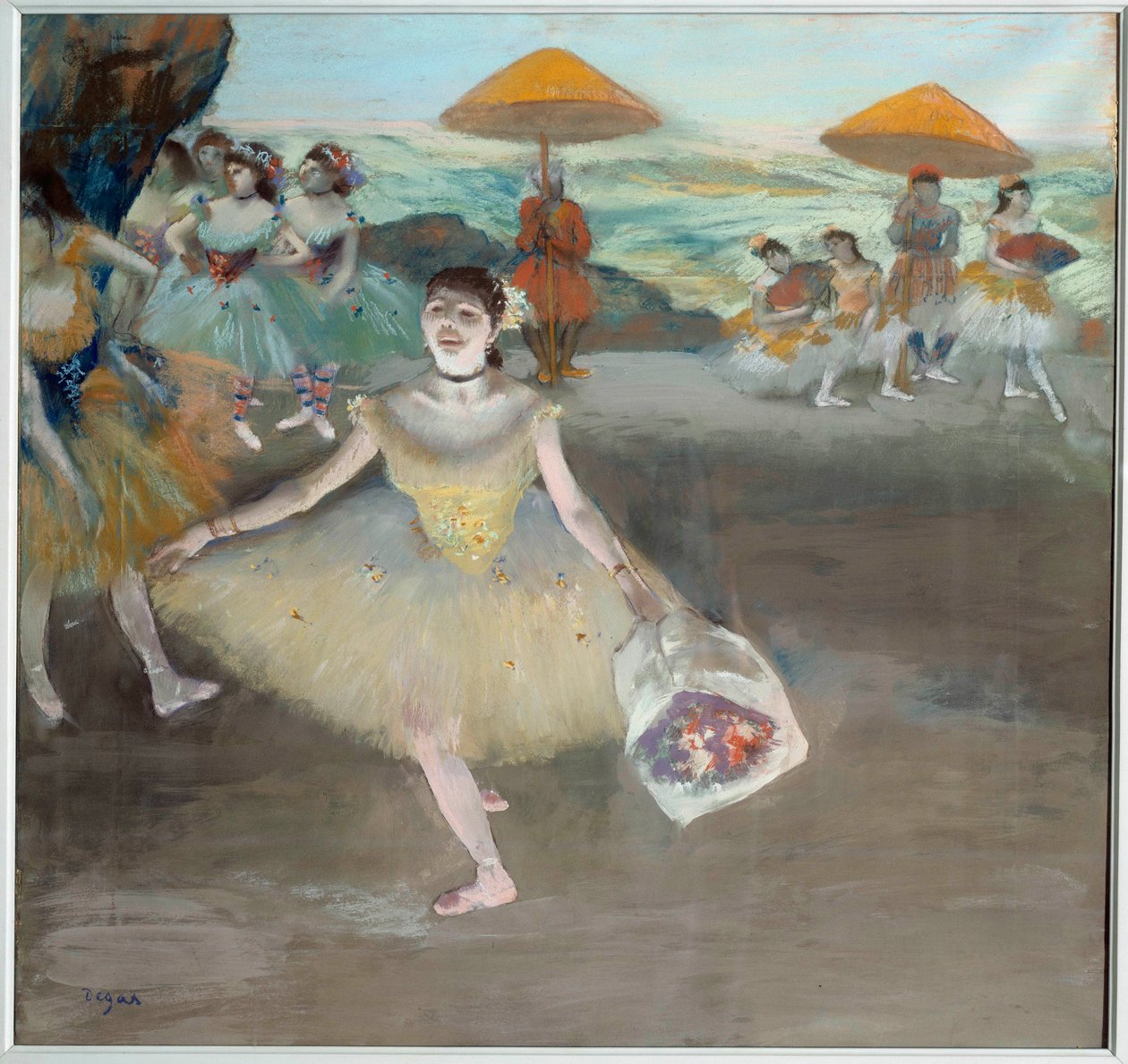 راقص مع الباقة تحية على خشبة المسرح رسم إدغار ديغا (1834-1917). 1878. الأحد 0،72x0،77 م متحف دورسيه ، باريس بواسطة إدغار ديغا