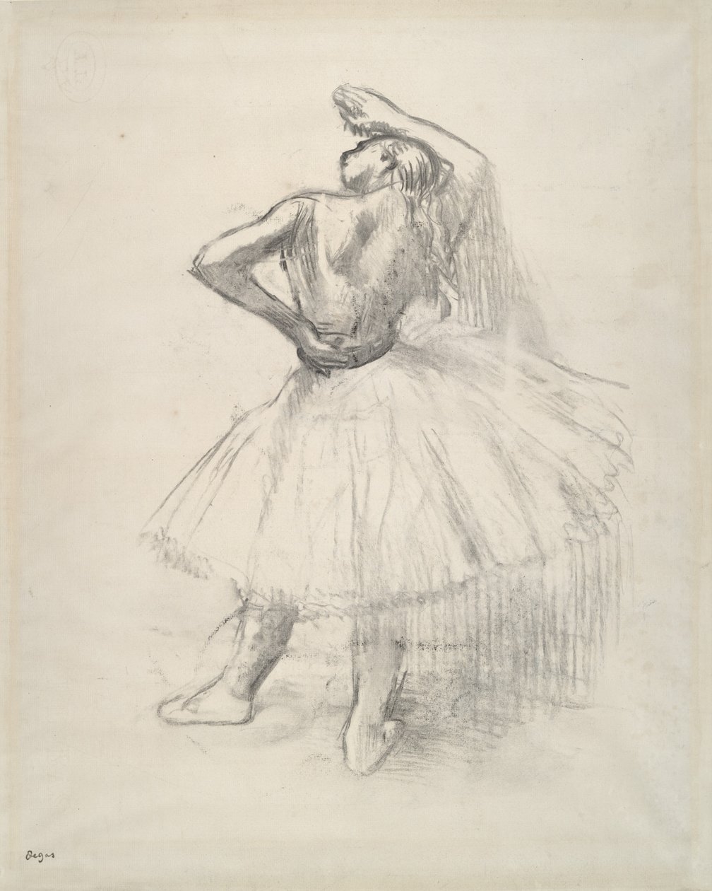 الراقصة الواقفة ، الذراع اليمنى مرفوعة ، 1891 (مضاد للرسم على الورق) بواسطة إدغار ديغا
