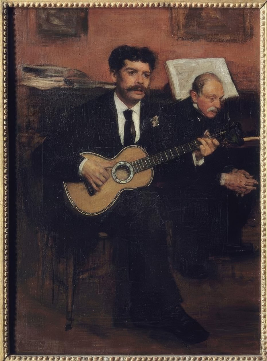 التينور الإسباني لورنزو باغانز (1838-1883) والأب بواسطة إدغار ديغا