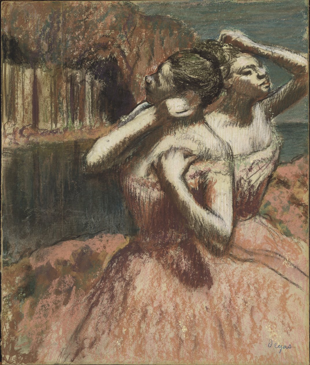 Deux danseuses - راقصان ، بقلم ديغا ، إدغار (1834-1917). باستيل على ورق. الأبعاد: ٦٣،٥ × ٥٣ سم. المتحف الوطني ستوكهولم بواسطة إدغار ديغا