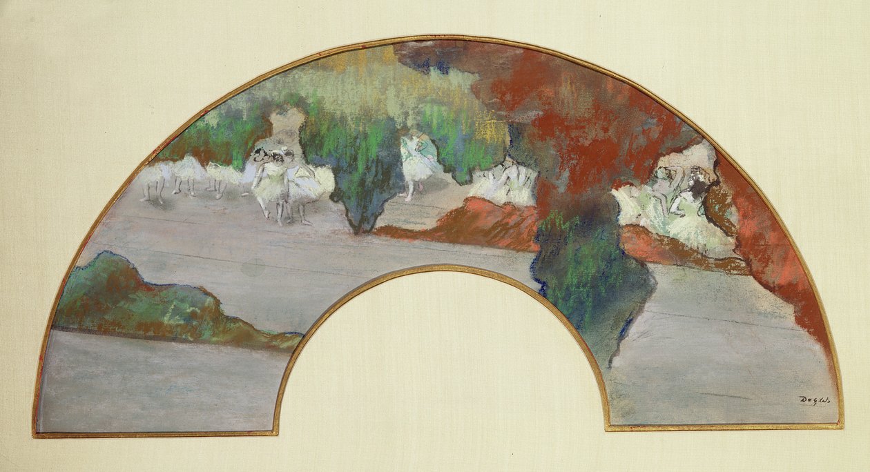 مروحة ، c.1879 (الغواش والباستيل على الحرير) بواسطة إدغار ديغا