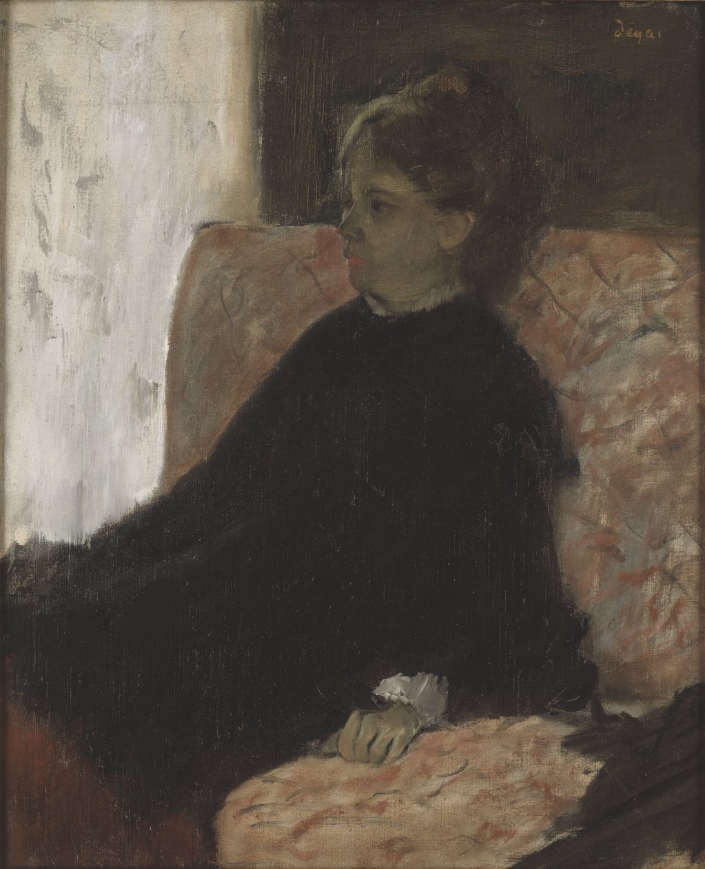 Femme en noir - Lady in Black ، بقلم ديغا ، إدغار (1834-1917). زيت على قماش. الأبعاد: ٦٠ × ٥١ سم. المتحف الوطني ستوكهولم بواسطة إدغار ديغا
