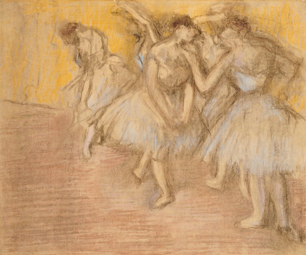 خمسة راقصين على المسرح ، c.1906-08 بواسطة إدغار ديغا