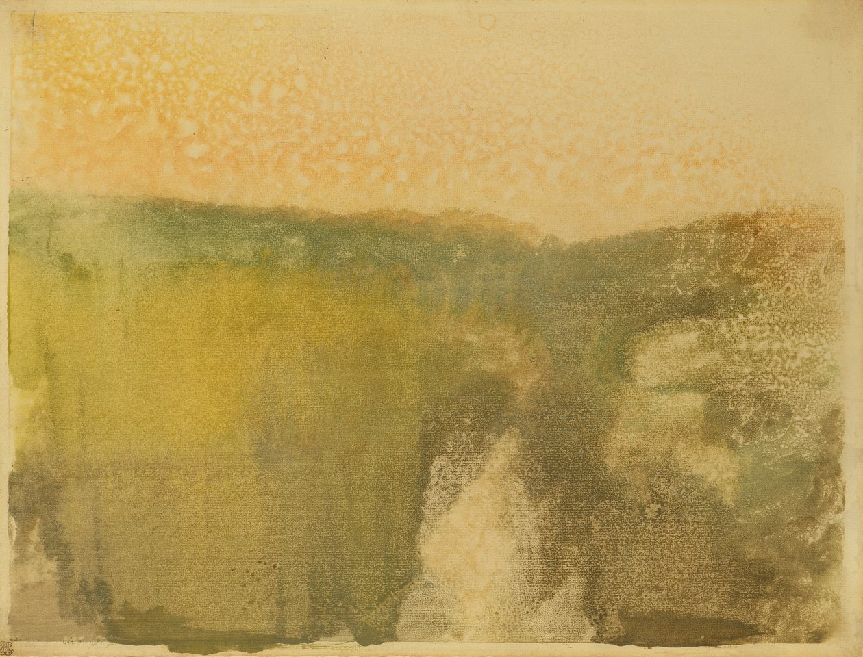 المناظر الطبيعية الخضراء ، c.1890 (monotype on paper) بواسطة إدغار ديغا