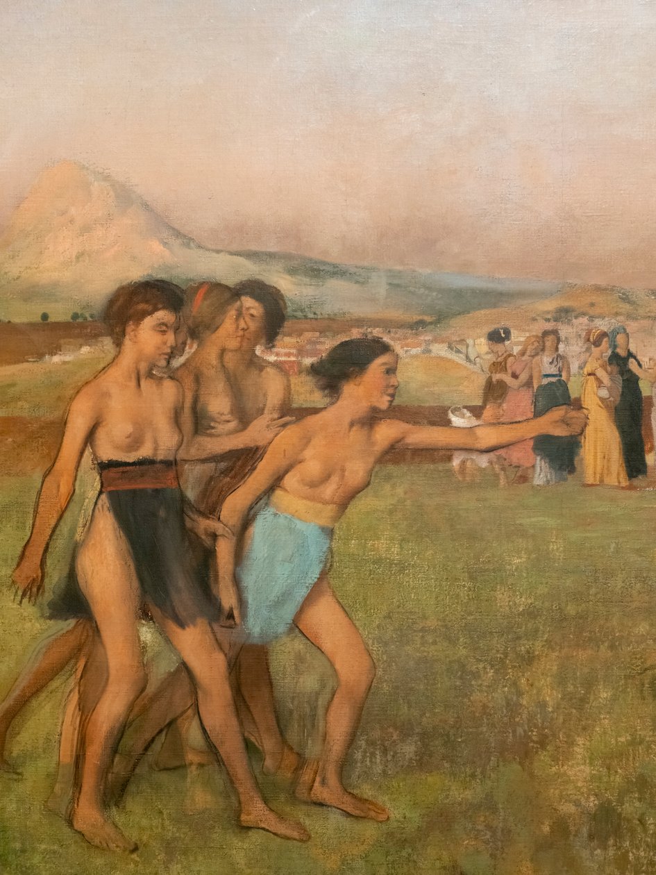 الفتيات الصغيرات المتقشفات يستفزاز الأولاد (التفاصيل). حوالي 1860-1862 ، استؤنفت قبل 1880. زيت على قماش بواسطة إدغار ديغا