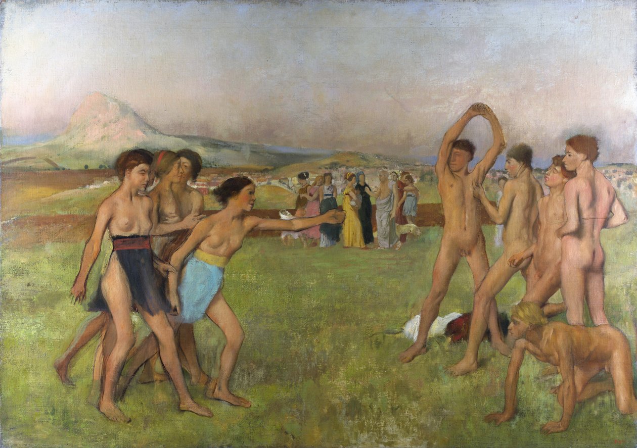 الفتيات المتقشفات يستفزاز الأولاد. حوالي 1860-1862 ، زيت على قماش بواسطة إدغار ديغا