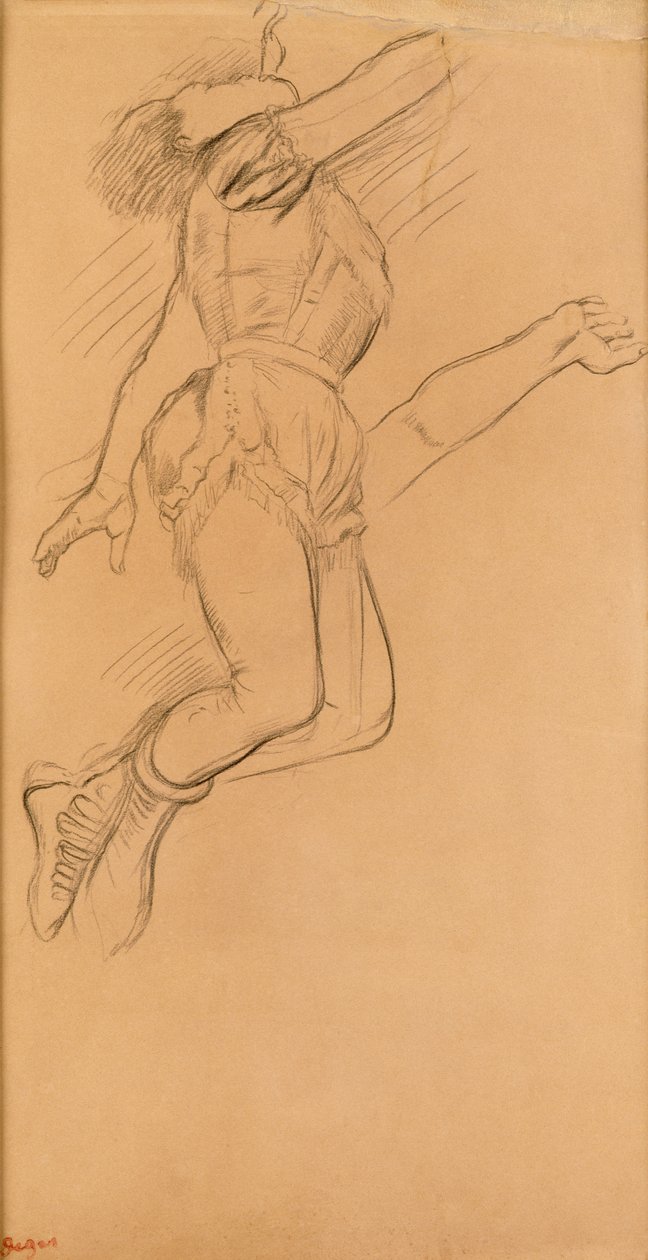 Mademoiselle La La at the Circus Fernando، 1879 (قلم تلوين أسود على ورق بني) بواسطة إدغار ديغا