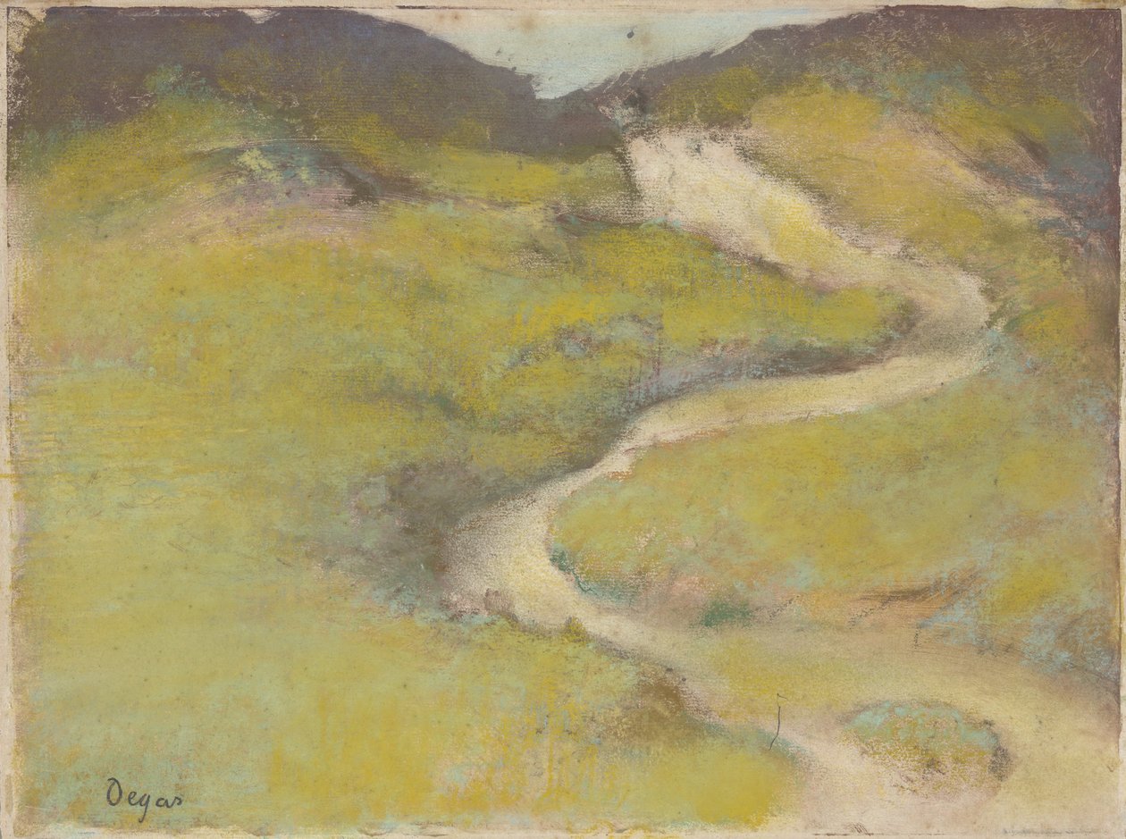 Pathway in a Field، 1890 (باستيل فوق monotype في الزيوت) بواسطة إدغار ديغا