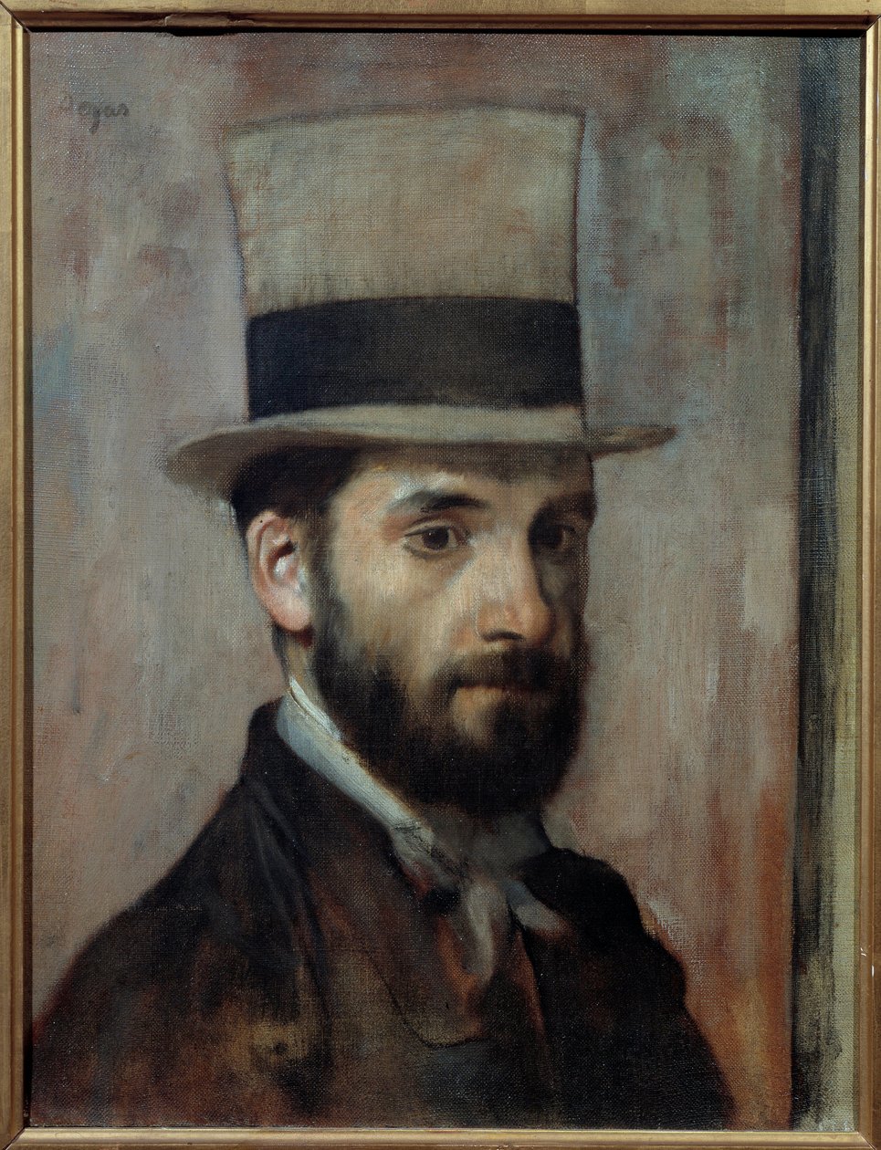 صورة ليون جوزيف فلورنتين بونات (1833-1922) يرتدي الرسام قبعة كبيرة. رسم إدغار ديغا (1834-1917) 1863 صن. 0،43x0،36 م بايون ، متحف بونات - صورة ليون جوزيف فلورنتين بونات (1833-1922). الفنان يرتدي قبعة. الرسم ب بواسطة إدغار ديغا