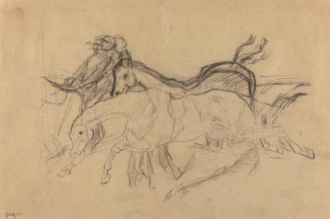 Racehorses (دراسة عن "مشهد من سباق الحواجز: الفارس الساقط") بواسطة إدغار ديغا