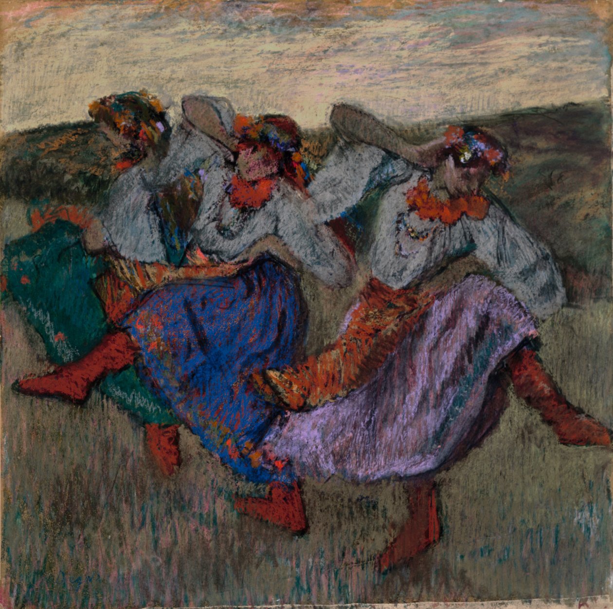 راقصون روس ، c.1899 (باستيل على ورق استشفاف مثبت على ورق مقوى) بواسطة إدغار ديغا