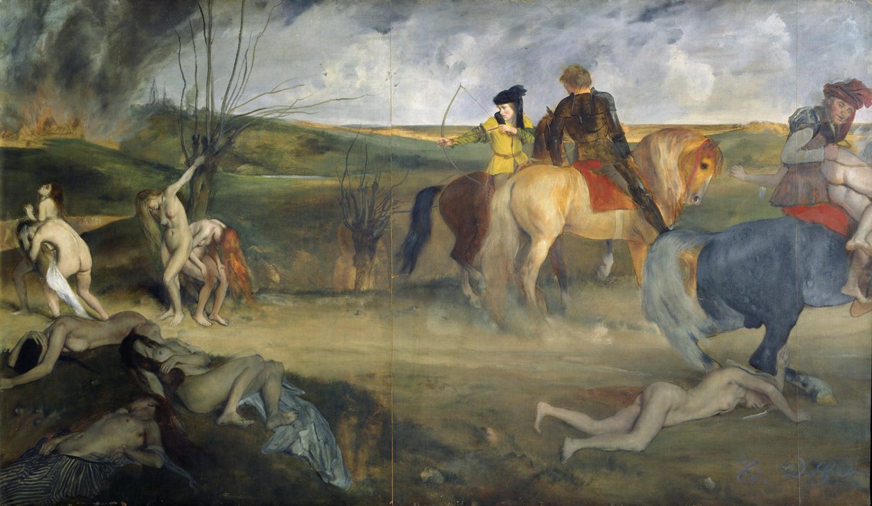 مشهد من الحرب في العصور الوسطى حوالي عام 1865 (زيت على قماش) بواسطة إدغار ديغا