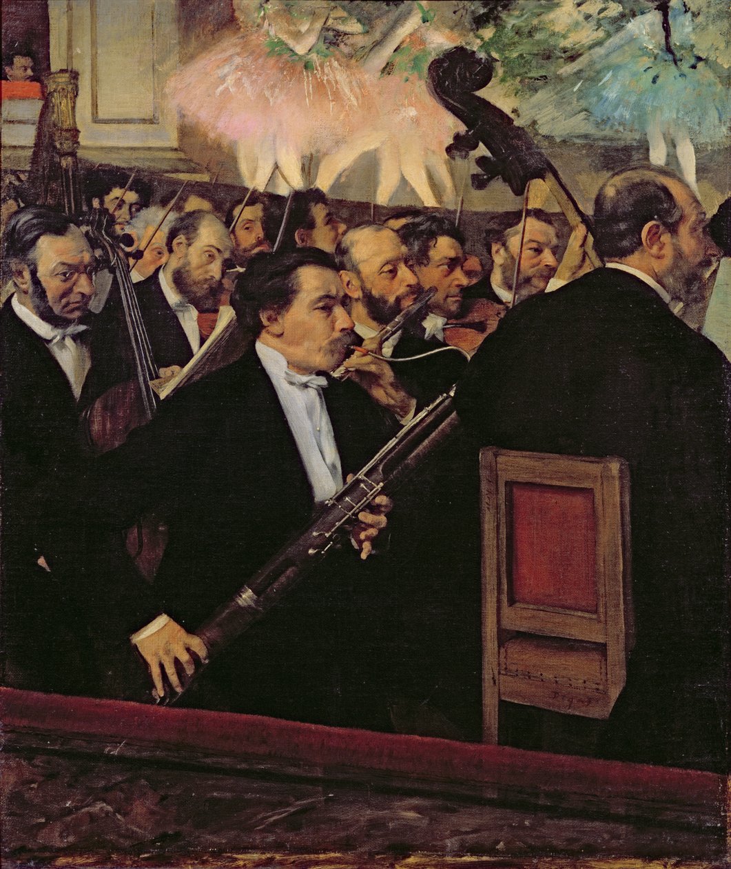 أوركسترا الأوبرا حوالي 1870 (زيت على قماش) بواسطة إدغار ديغا