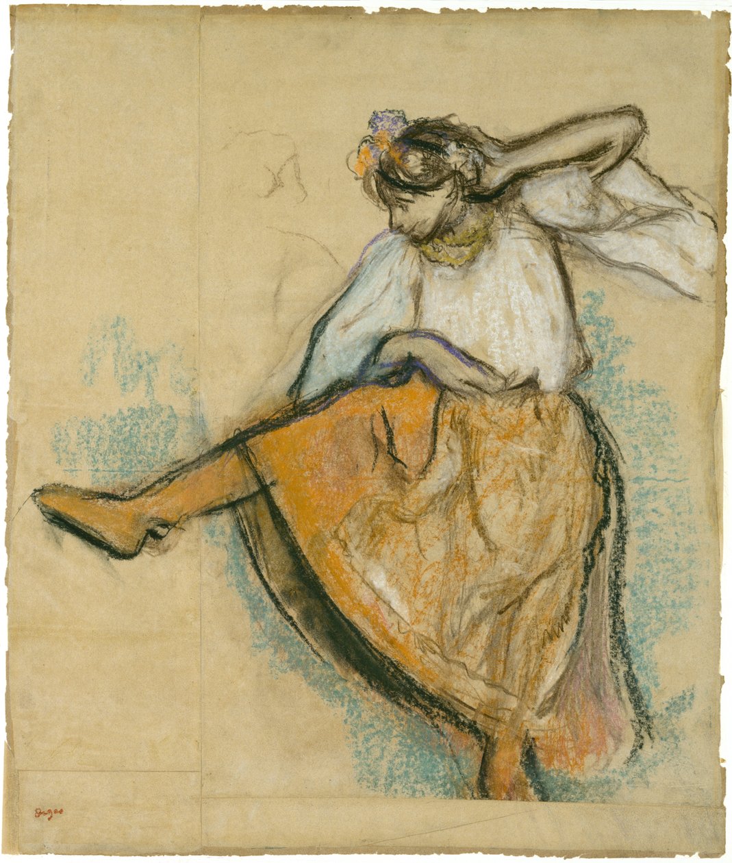 The Russian Dancer, c.1895 (pastel and charcoal on joined paper laid on board) بواسطة إدغار ديغا