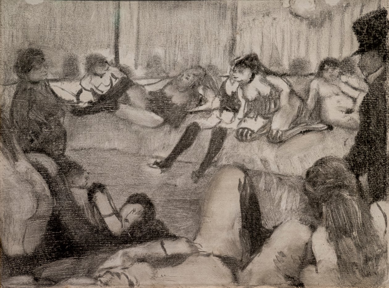الصالون. 1879. يحتوي Monotype على حبر أسود ، ويحسن لون الباستيل. بواسطة إدغار ديغا