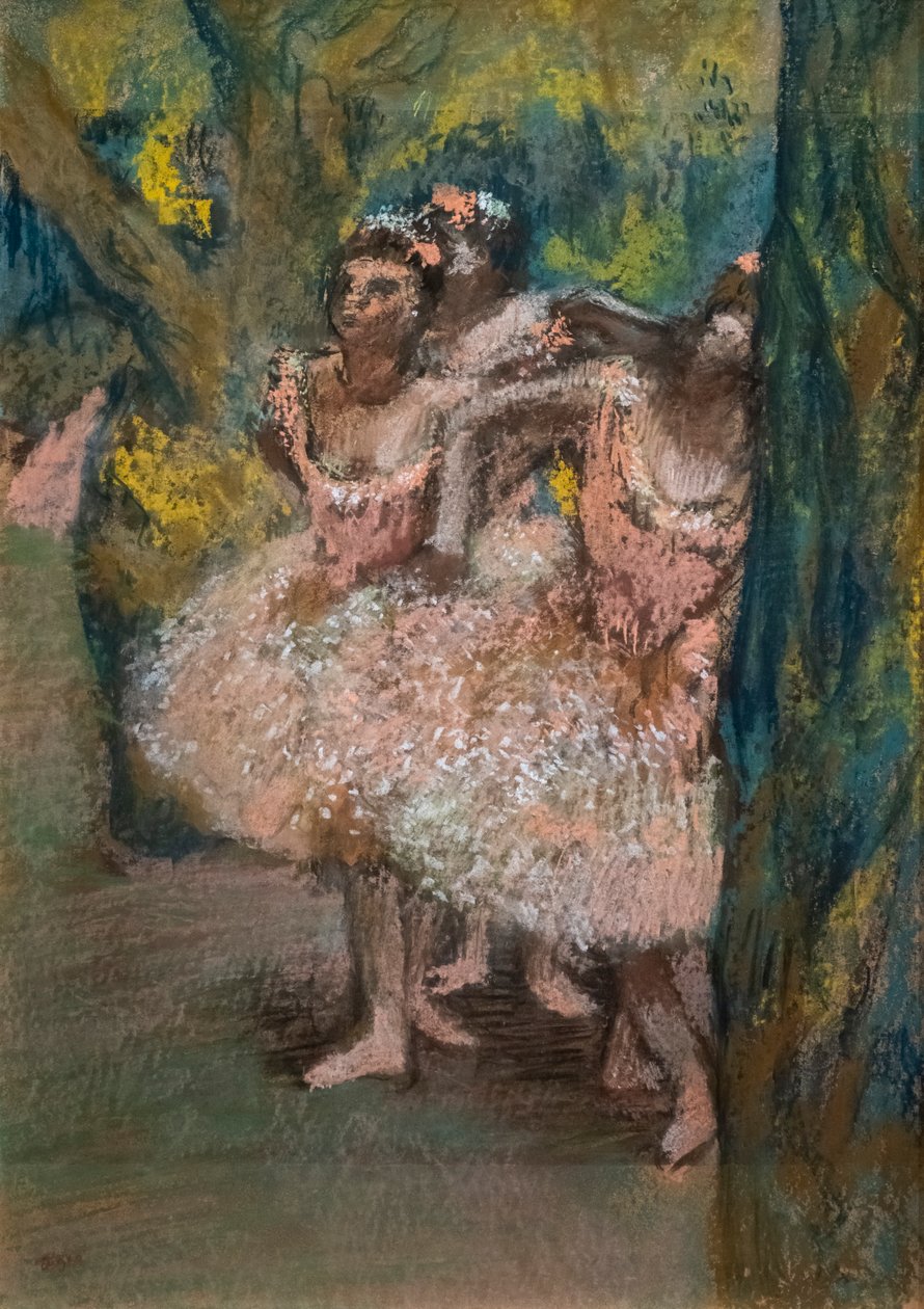 ثلاث راقصات في تنانير سمك السلمون. 1904-1906. باستيل على ورق ماروفل على ورق مقوى. بواسطة إدغار ديغا