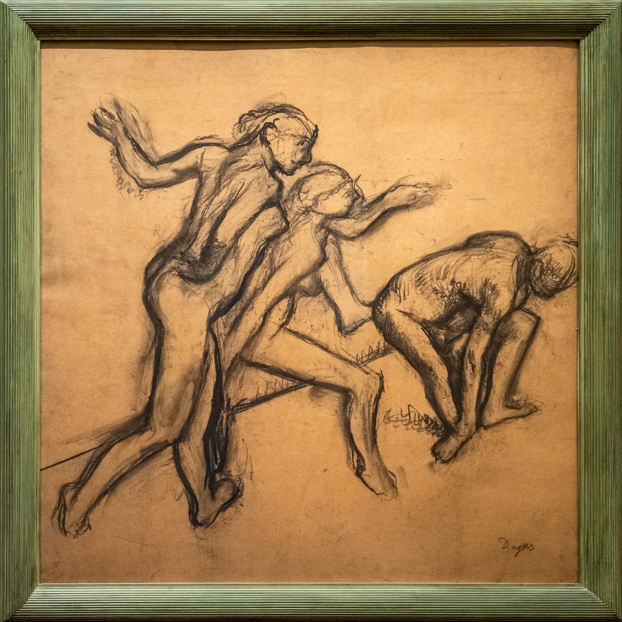 ثلاث راقصات عاريات. 1895-1900. الفحم على ورق البحث عن المفقودين. بواسطة إدغار ديغا